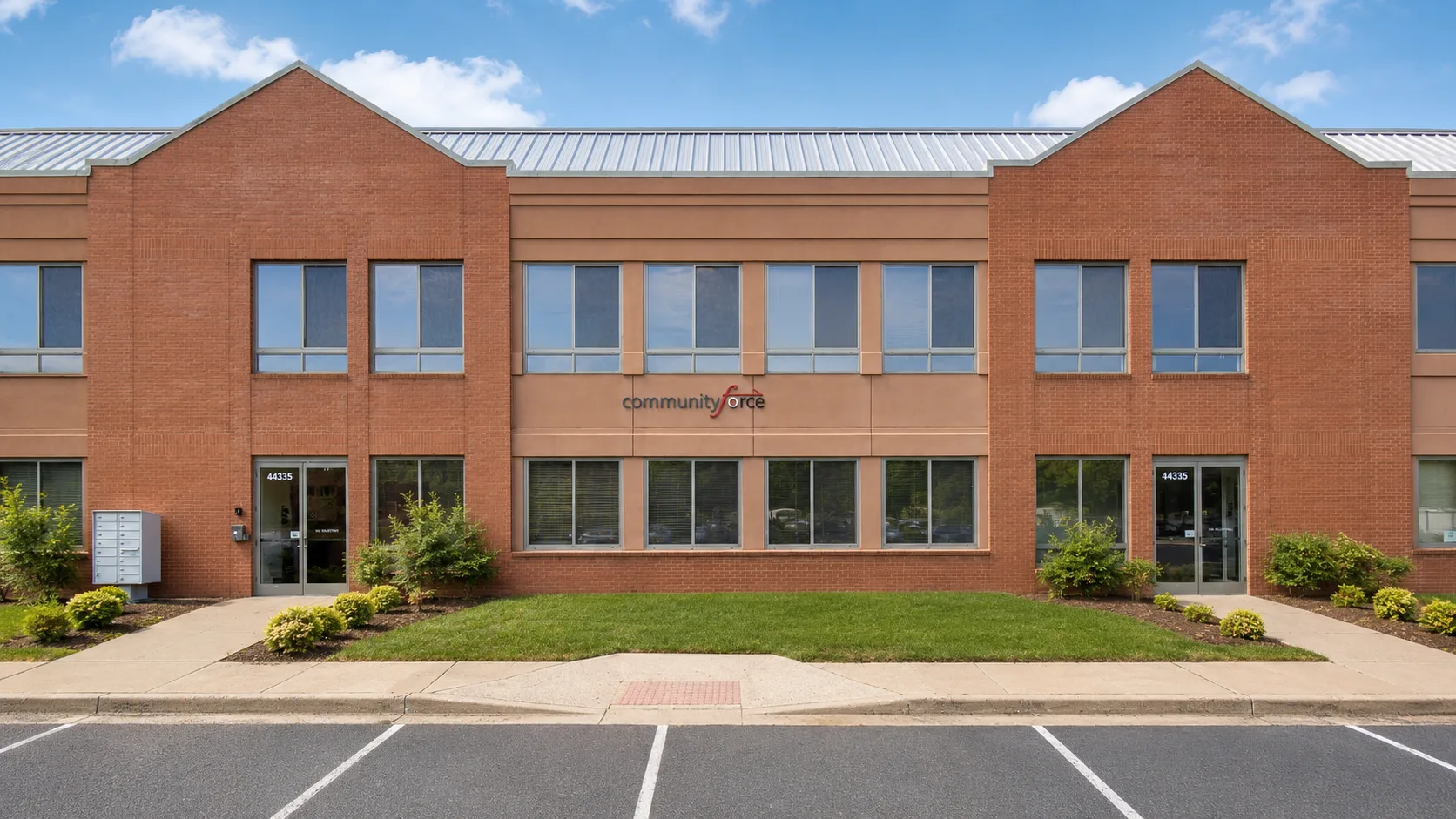 The CommunityForce office at 44335 Premier Plaza in Ashburn, Virginia