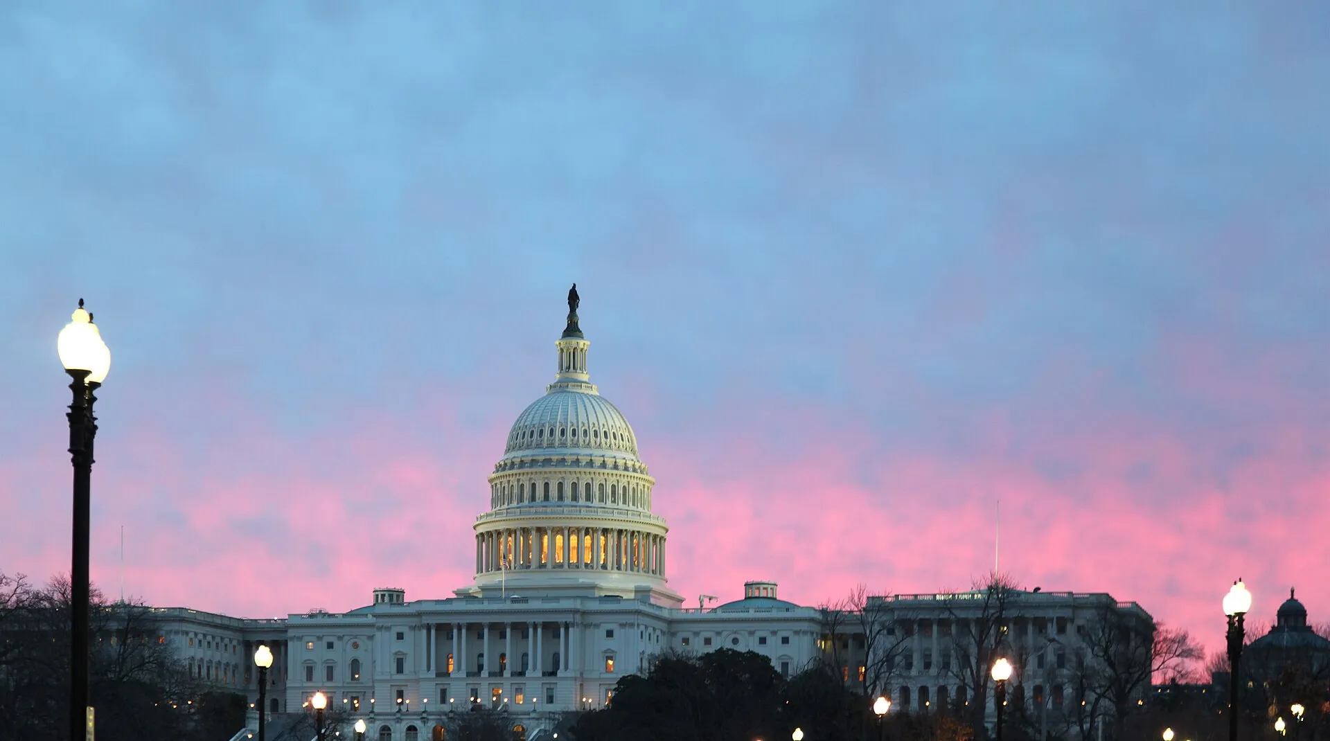 The west front of the United States Capitol at dawn